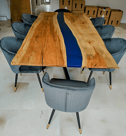 Blue Resin River Table - Epoxy Tables